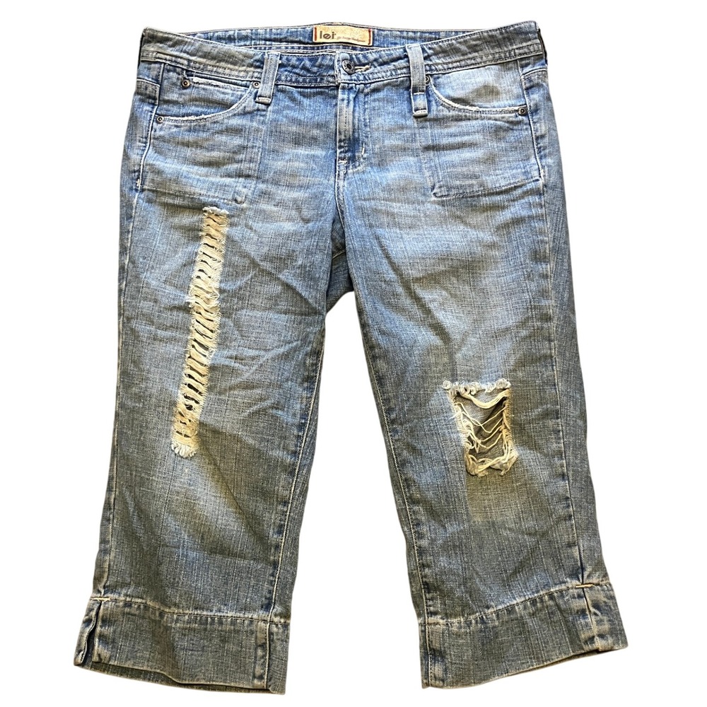 Lei Jeans Womens 9 Distressed Grunge‎ Capri Thrashed Y2K Skate Streetwear
